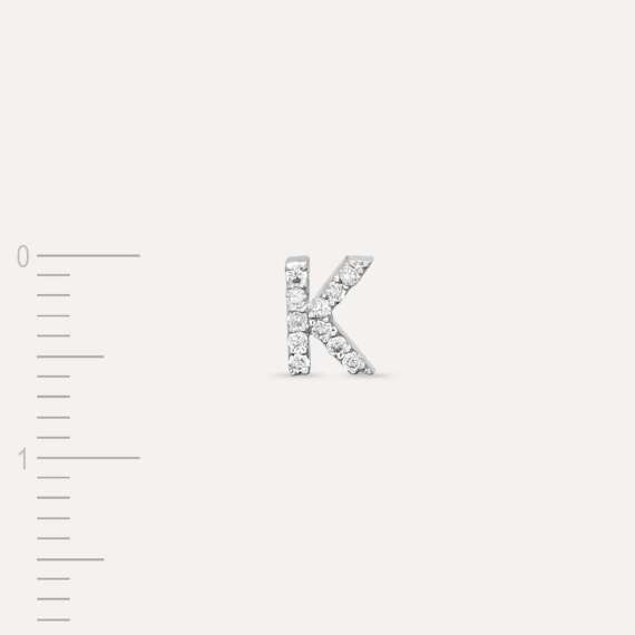 Diamond White Gold K Letter Mini Single Earring - 5