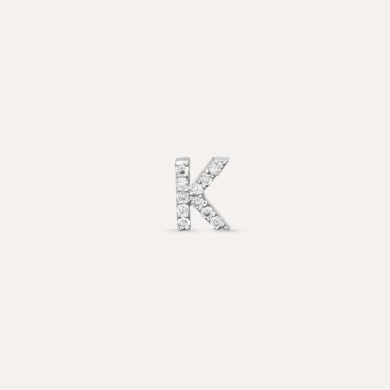 Diamond White Gold K Letter Mini Single Earring - 1