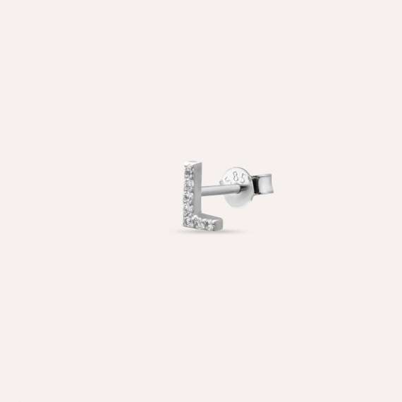 Diamond White Gold L Letter Mini Single Earring - 3