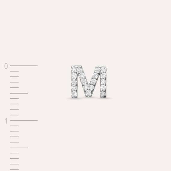 Diamond White Gold M Letter Mini Single Earring - 4