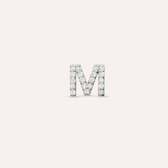 Diamond White Gold M Letter Mini Single Earring - 1