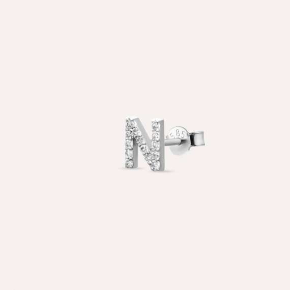 Diamond White Gold N Letter Mini Single Earring - 5