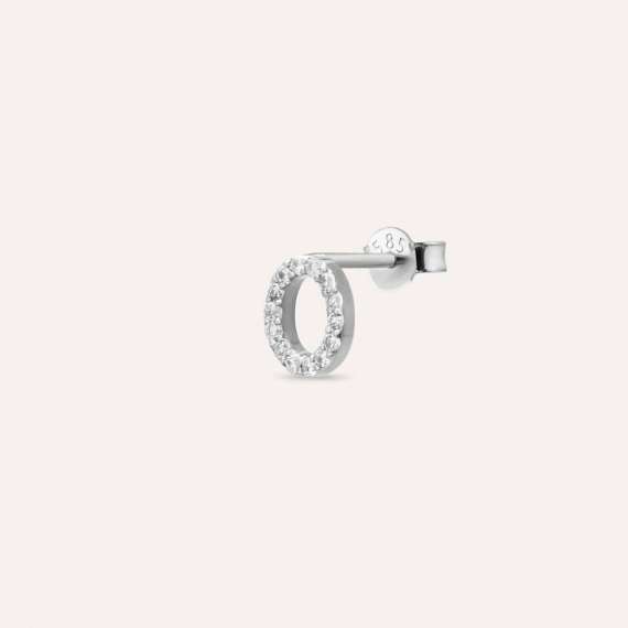 Diamond White Gold O Letter Mini Single Earring - 3