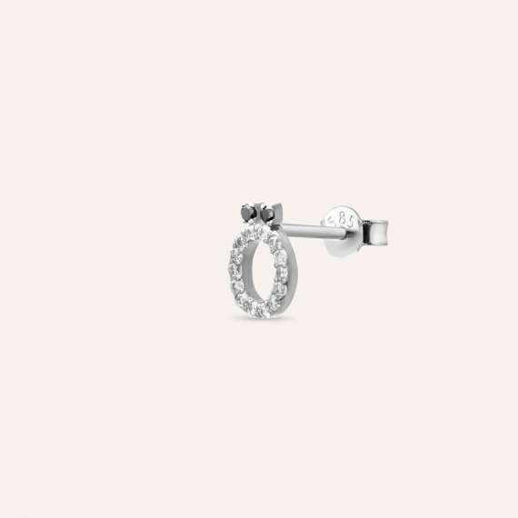 Diamond White Gold Ö Letter Mini Single Earring - 3
