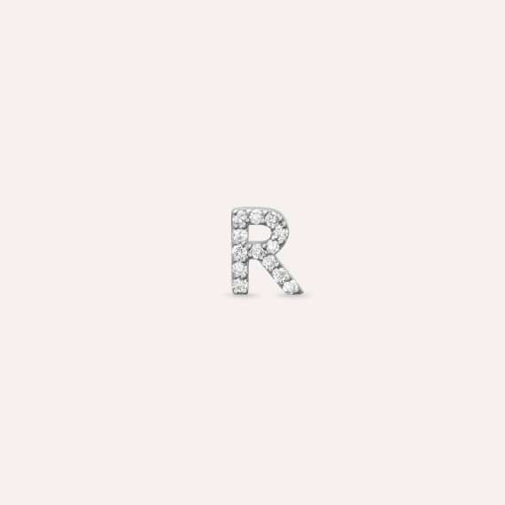 Diamond White Gold R Letter Mini Single Earring - 1