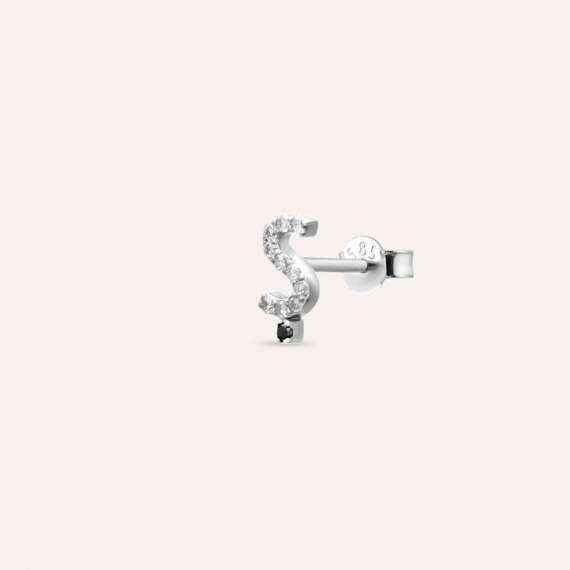 Diamond White Gold Ş Letter Mini Single Earring - 3