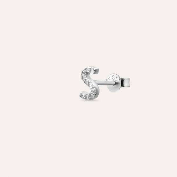 Diamond White Gold S Letter Mini Single Earring - 3