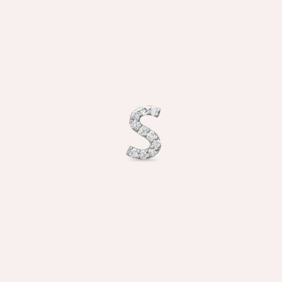 Diamond White Gold S Letter Mini Single Earring - 1