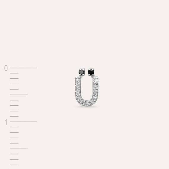 Diamond White Gold Ü Letter Mini Single Earring - 5