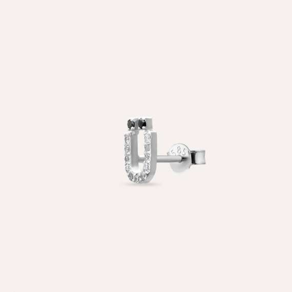 Diamond White Gold Ü Letter Mini Single Earring - 4