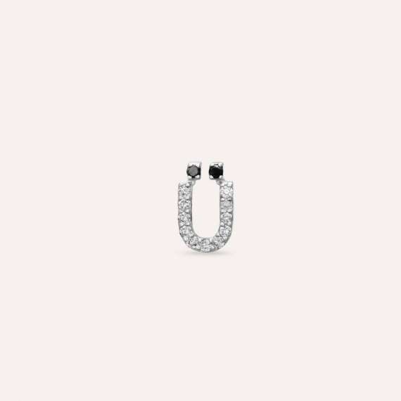 Diamond White Gold Ü Letter Mini Single Earring - 1