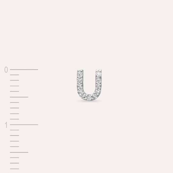 Diamond White Gold U Letter Mini Single Earring - 4