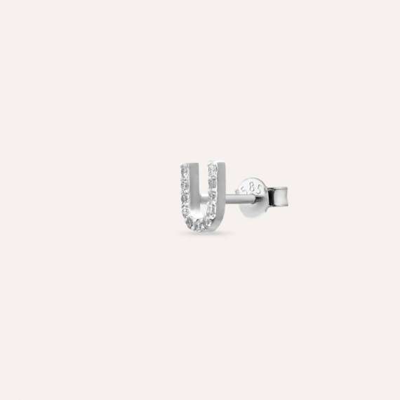 Diamond White Gold U Letter Mini Single Earring - 3