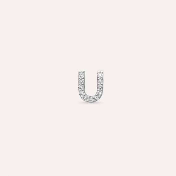 Diamond White Gold U Letter Mini Single Earring - 1