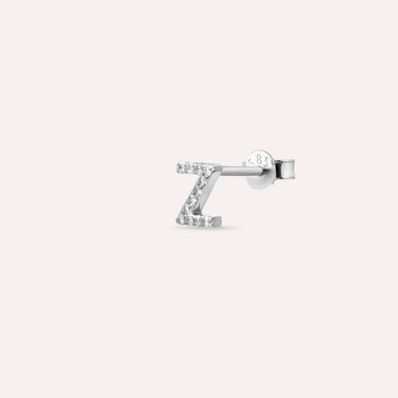Diamond White Gold Z Letter Mini Single Earring - 5