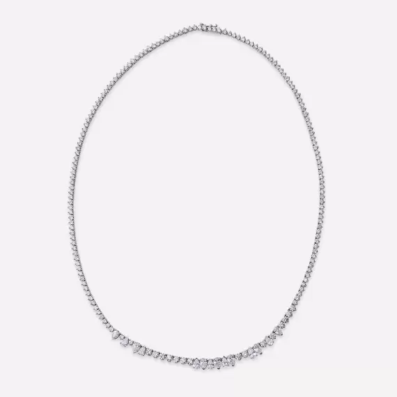 Diana 8.92 CT Pear Cut Diamond White Gold Necklace - 2