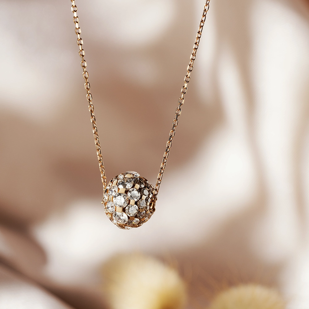 Disco 2.63 CT Pırlanta Taşlı Rose Altın Top Kolye - 3