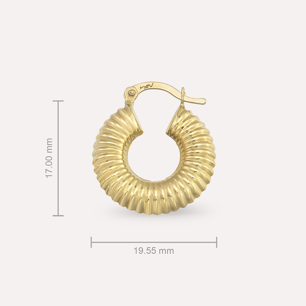 Dome Yellow Gold Hoop Earring - 3
