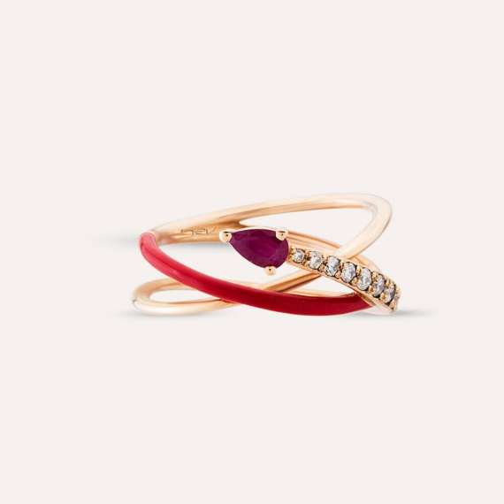 Donel 0.45 CT Ruby and Diamond Red Enamel Ring - 7