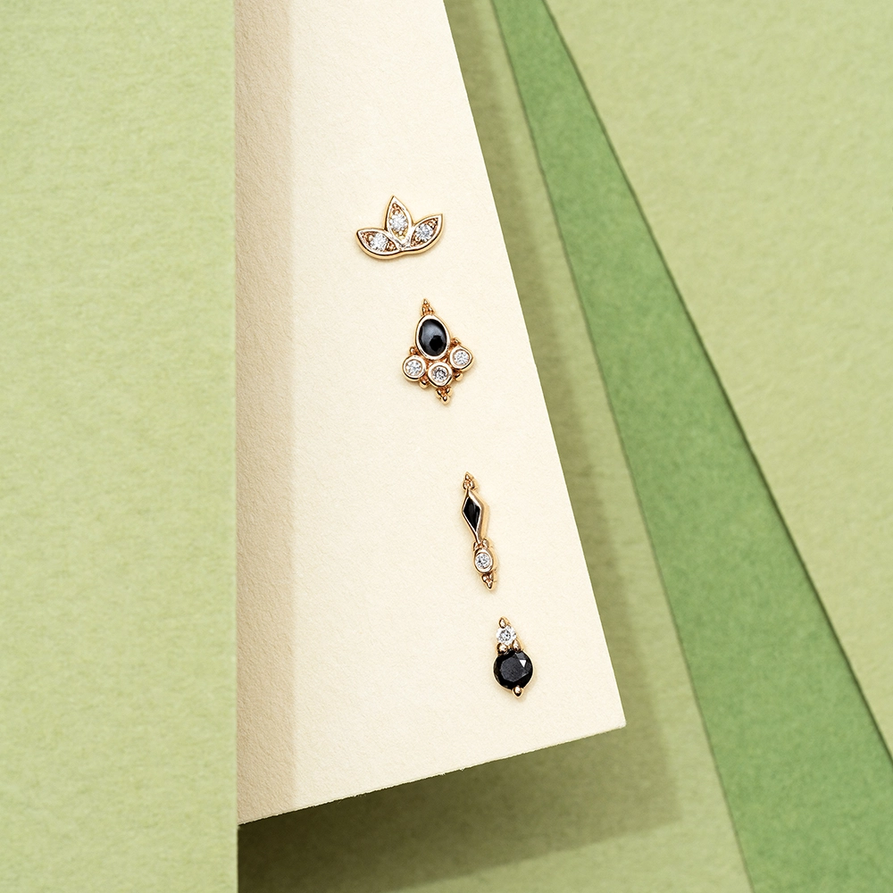 Dots Black Diamond Rose Gold Piercing - 2