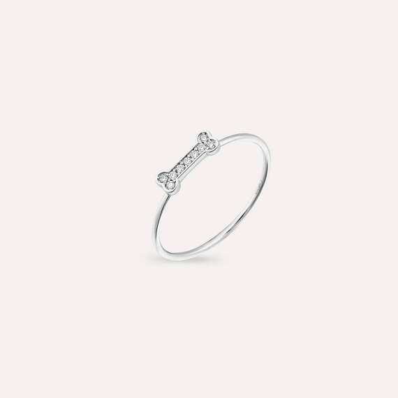Droopy 0.06 CT Pırlanta Taşlı Beyaz Altın Yüzük - 4