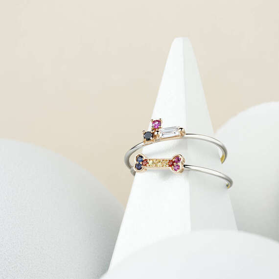 Droopy 0.08 CT Multicolor Sapphire Ring - 2
