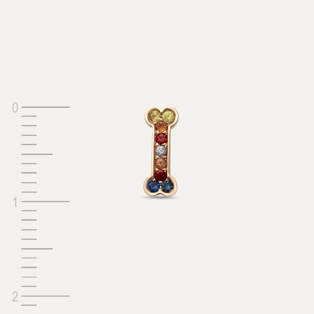 Droopy 0.10 CT Multicolor Sapphire Mini Single Earring - 4