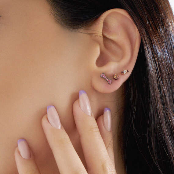 Droopy 0.11 CT Pink Sapphire Mini Single Earring - 3