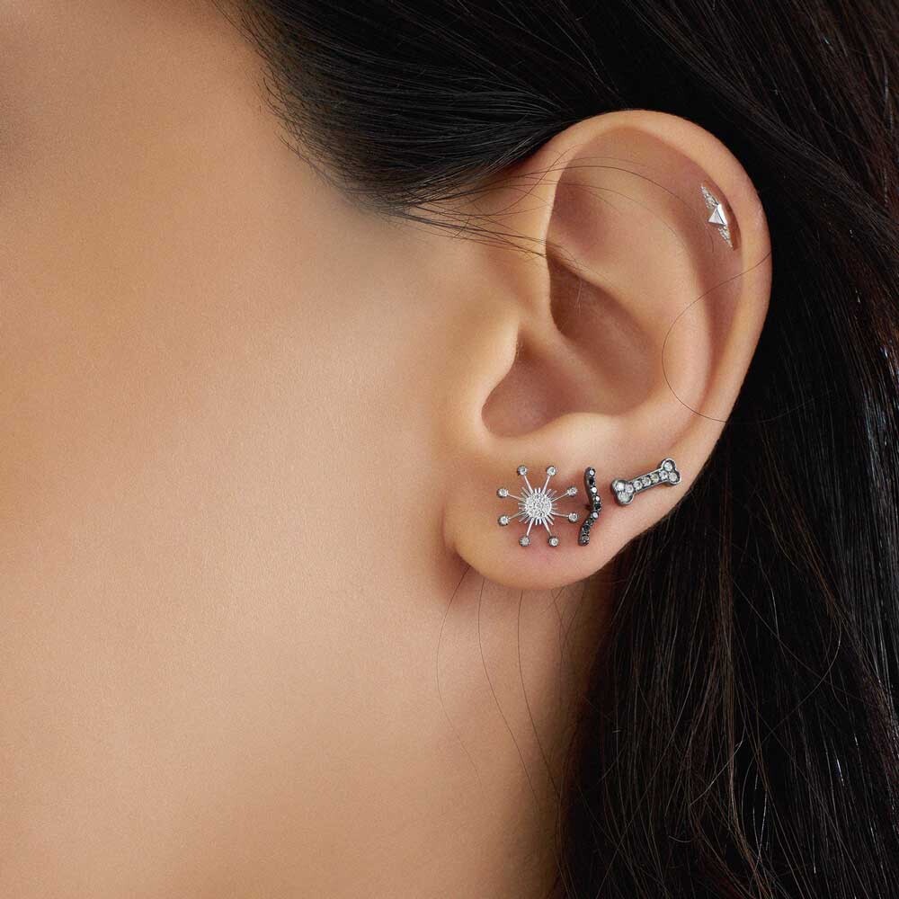 Droopy Black 0.06 CT Diamond Mini Single Earring