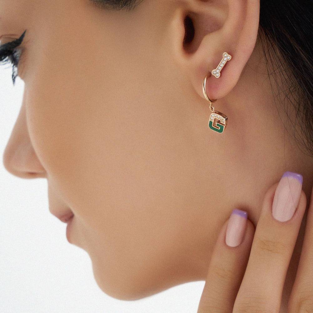 Droopy Rose 0.04 CT Diamond Mini Single Earring