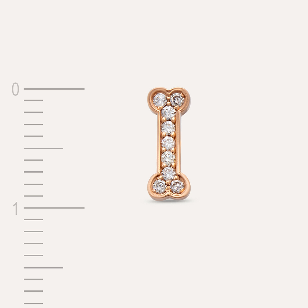 Droopy Rose 0.04 CT Pırlanta Taşlı Mini Tek Küpe - 3