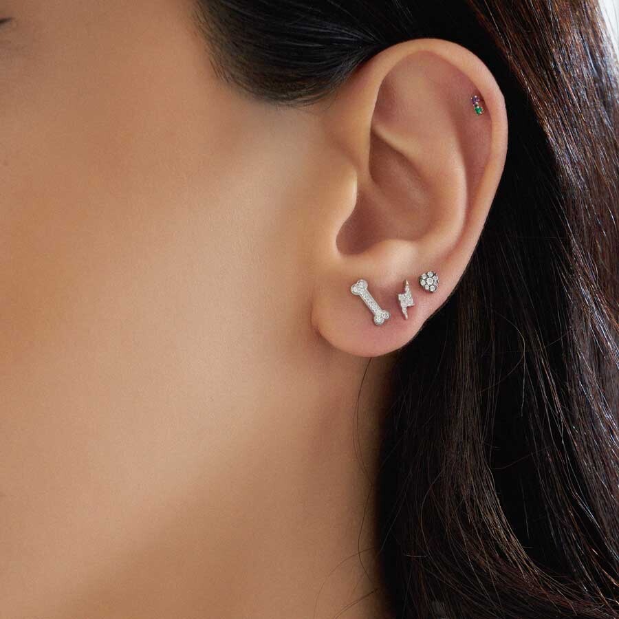 Droopy White 0.06 CT Diamond Mini Single Earring