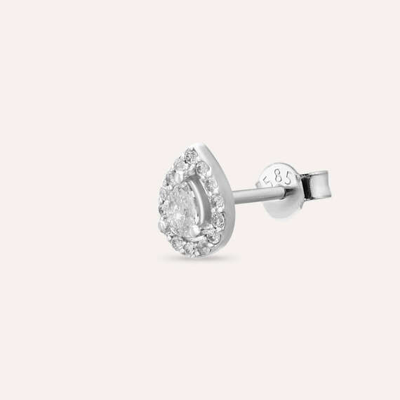 Drop 0.13 CT Pear Cut Diamond Single Earring - 5