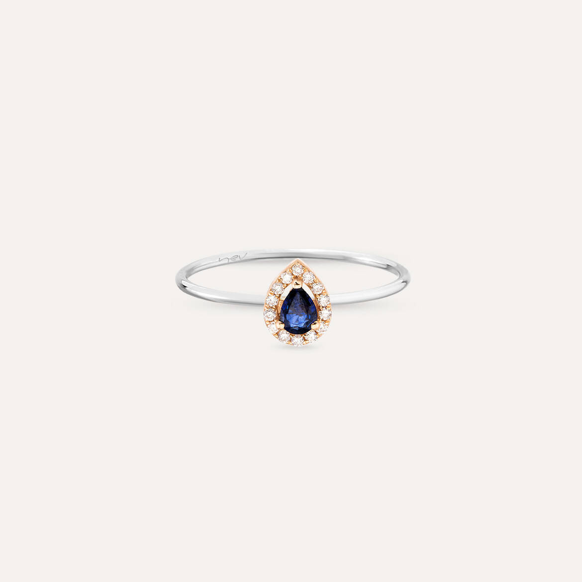 Drop 0.18 CT Sapphire and Diamond Ring