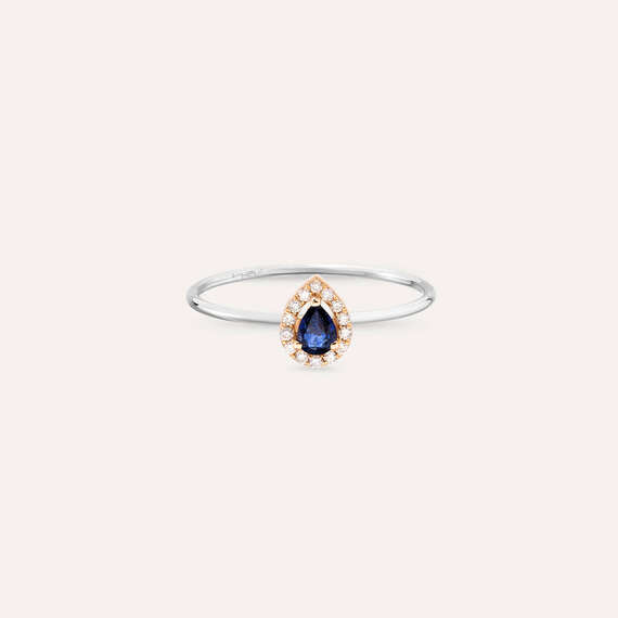 Drop 0.18 CT Sapphire and Diamond Ring - 4