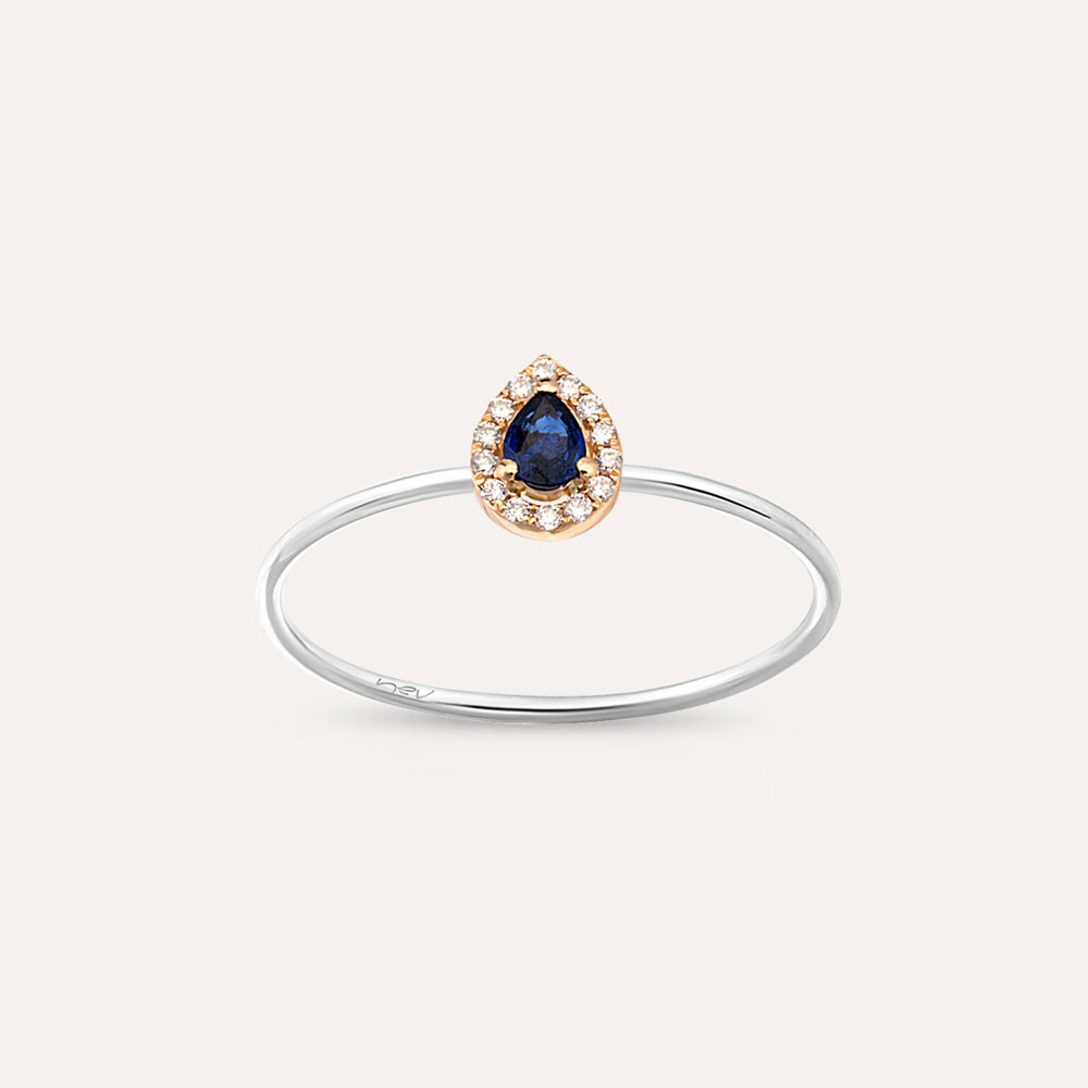 Drop 0.18 CT Sapphire and Diamond Ring