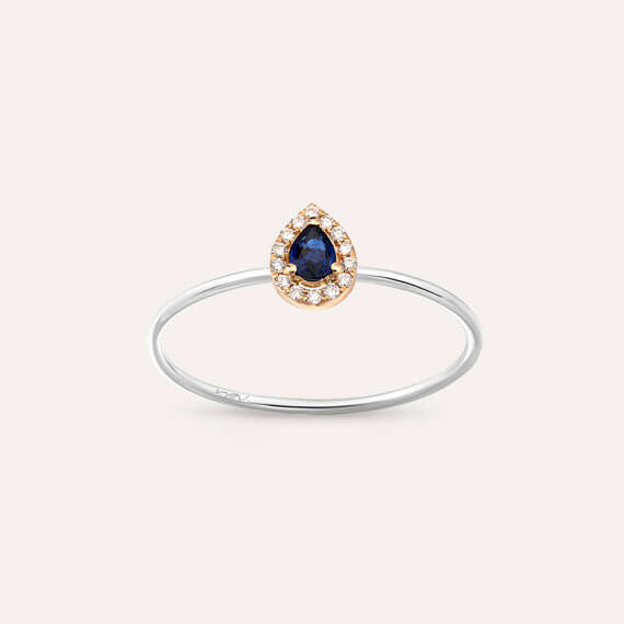 Drop 0.18 CT Sapphire and Diamond Ring - 3