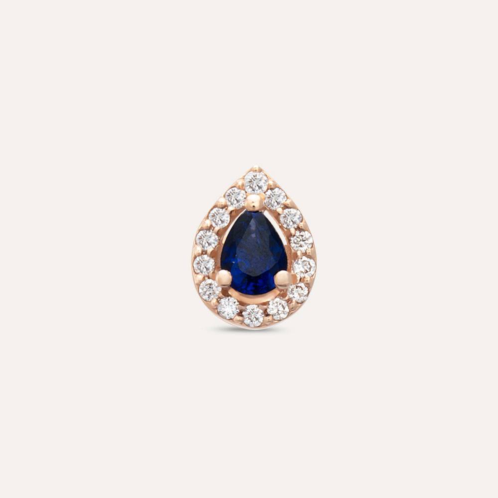 Drop 0.21 CT Pear Cut Sapphire and Diamond Single Earring