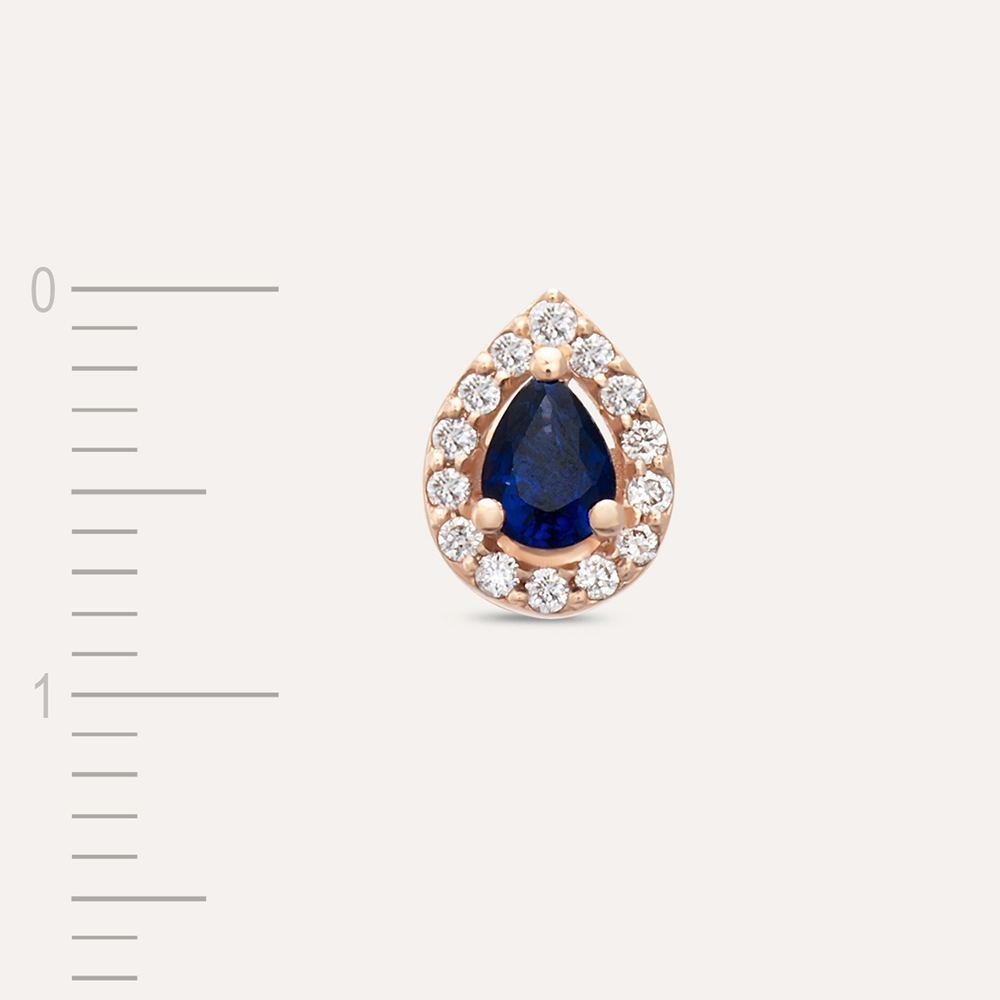 Drop 0.21 CT Pear Cut Sapphire and Diamond Single Earring - 4