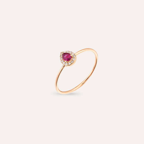 Drop 0.24 CT Ruby and Diamond Ring - 3