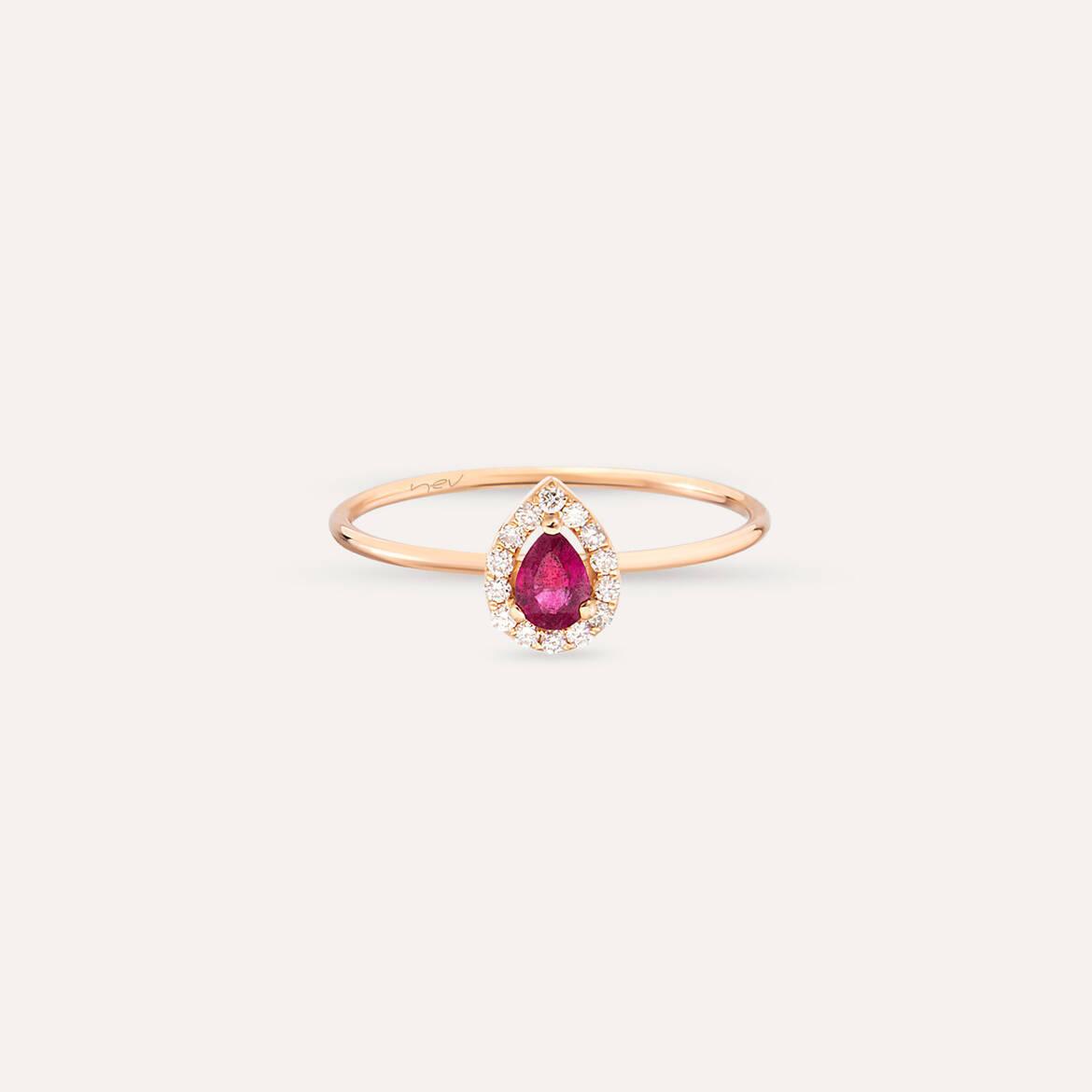 Drop 0.24 CT Ruby and Diamond Ring