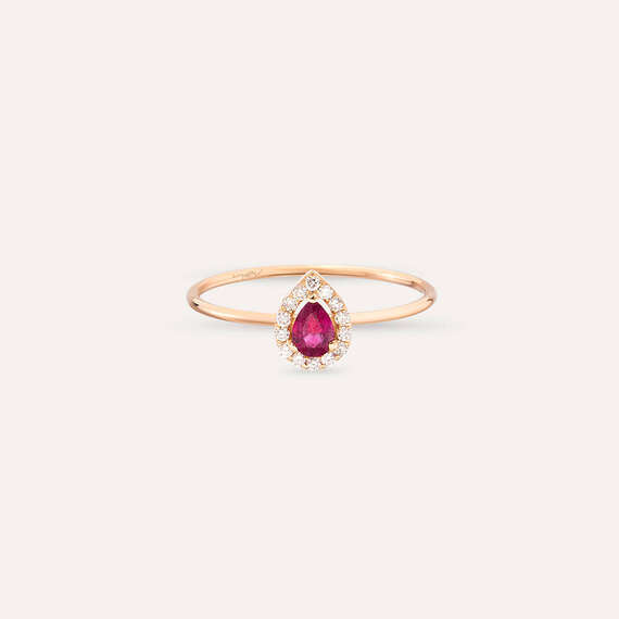 Drop 0.24 CT Ruby and Diamond Ring - 4
