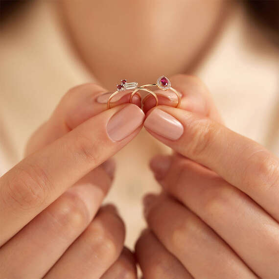 Drop 0.24 CT Ruby and Diamond Ring - 6