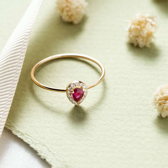 Drop 0.24 CT Ruby and Diamond Ring - 1