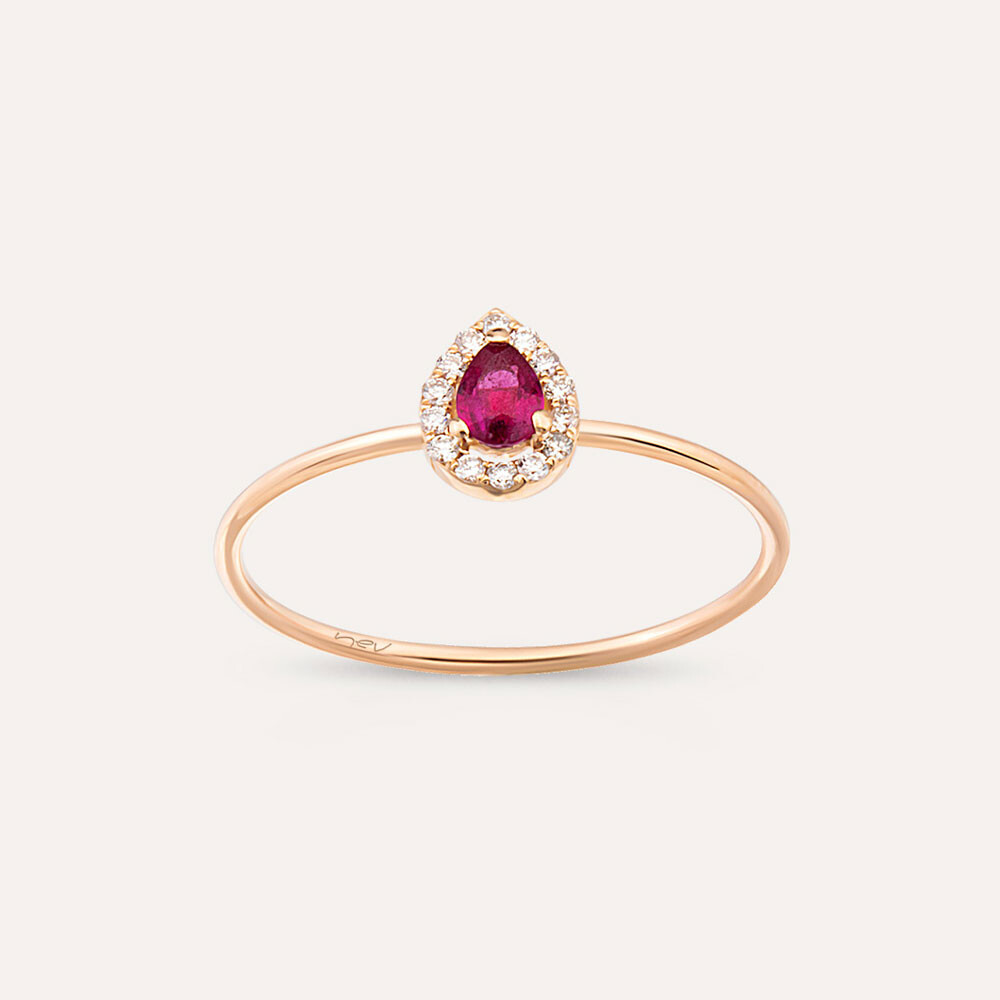 Drop 0.24 CT Ruby and Diamond Ring
