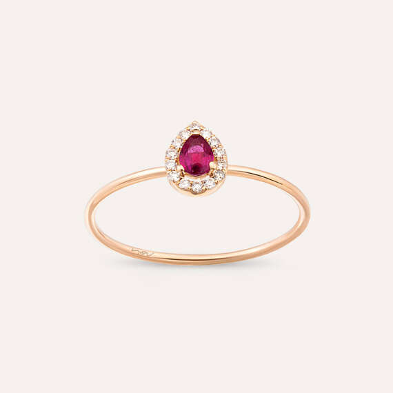 Drop 0.24 CT Ruby and Diamond Ring - 2