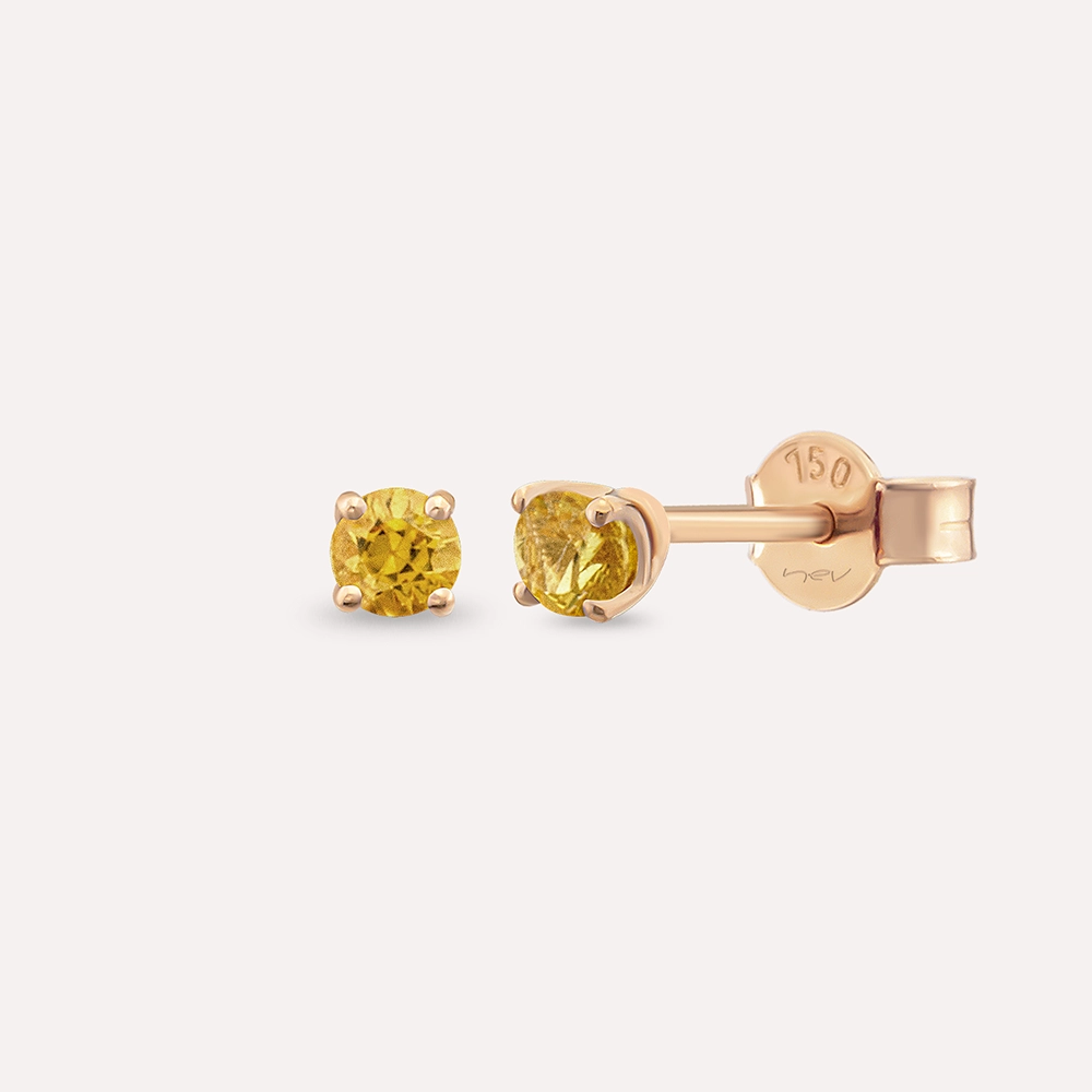 Duo 0.29 CT Yellow Sapphire Rose Gold Earring - 1