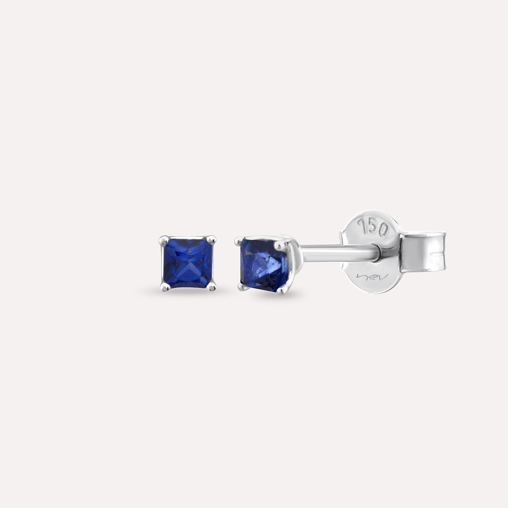 Duo 0.22 CT Safir Taşlı Beyaz Altın Küpe - 1