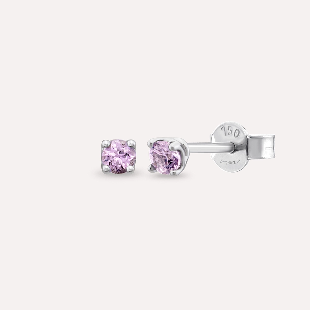 Duo 0.27 CT Light Pink Sapphire White Gold Earring - 1