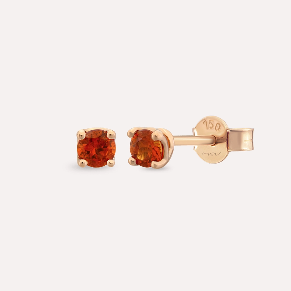 Duo 0.28 CT Dark Orange Sapphire Rose Gold Earring - 1
